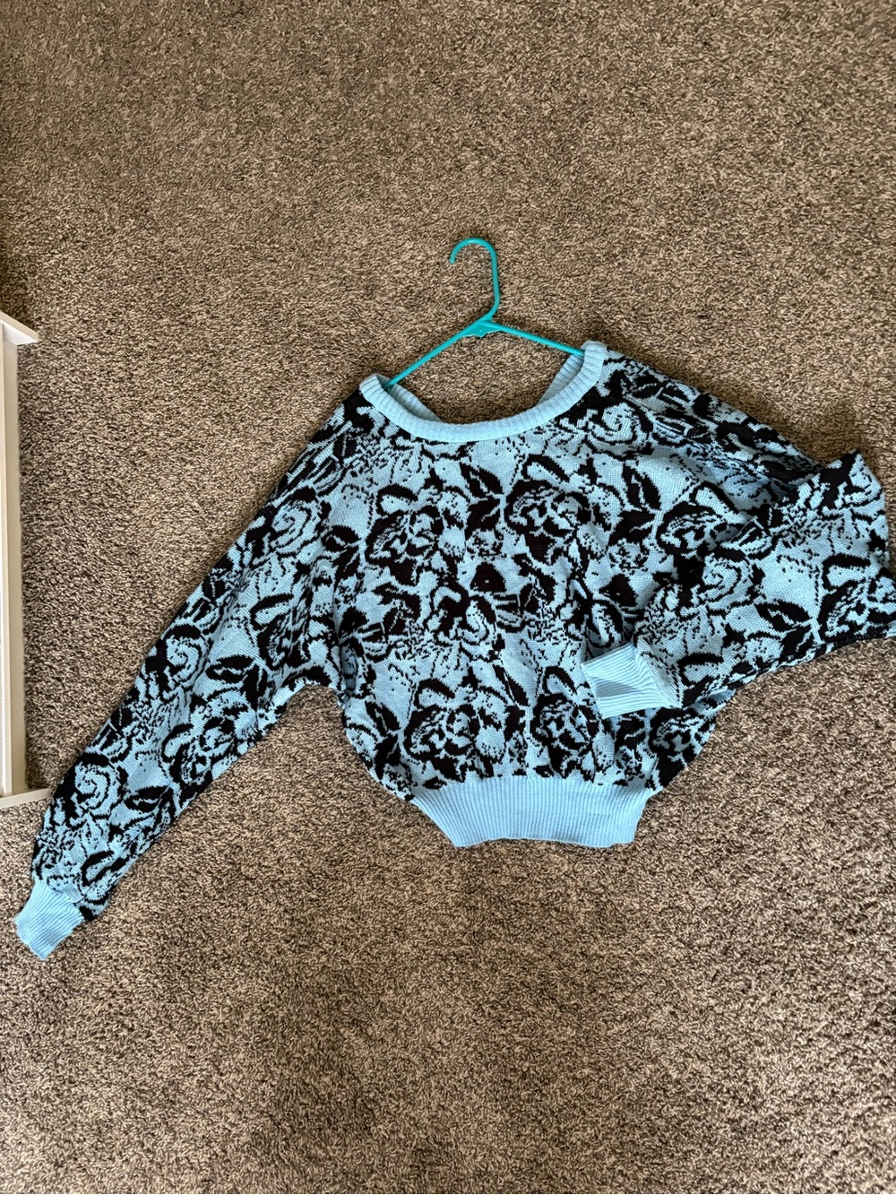 Gitano- Light Blue and Black Floral Knit Sweater
